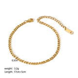 18K Gold-Plated Stainless Steel Titanium Box Polished Shiny Oval Square Chain Bracelet 6.75 in T164