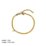 18K Gold-Plated Stainless Steel Titanium Box Polished Shiny Oval Square Chain Bracelet 6.75 in T164