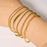 18K Gold-Plated Stainless Steel Titanium Box Polished Shiny Oval Square Chain Bracelet 6.75 in T164 product image 3