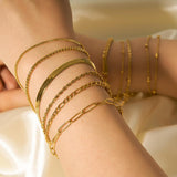 18K Gold-Plated Stainless Steel Titanium Box Polished Shiny Oval Square Chain Bracelet 6.75 in T164 product image 4