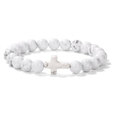 Glass Crystal Agate Cross Round Quartz Tiger Eye Beaded Smooth Adjustable Stretch Bracelet Green Black Pink Purple T167