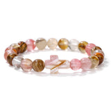 Glass Crystal Agate Cross Round Quartz Tiger Eye Beaded Smooth Adjustable Stretch Bracelet Green Black Pink Purple T167