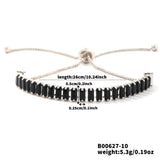 Cubic Zirconia Rectangle Pave Slider Smooth Toggle Clasp Adjustable Tennis Bracelet Silver T168