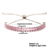 Cubic Zirconia Rectangle Pave Slider Smooth Toggle Clasp Adjustable Tennis Bracelet Silver T168