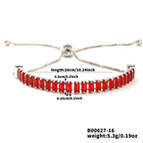 Cubic Zirconia Rectangle Pave Slider Smooth Toggle Clasp Adjustable Tennis Bracelet Silver T168