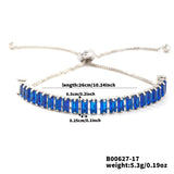 Cubic Zirconia Rectangle Pave Slider Smooth Toggle Clasp Adjustable Tennis Bracelet Silver T168