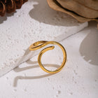 18K Gold-Plated Stainless Steel Womens Polished Shiny Curved Adjustable Cuff Ring R282 product image 6
