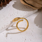 18K Gold-Plated Stainless Steel Womens Polished Shiny Curved Adjustable Cuff Ring R282 product image 6