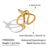 18K Gold-Plated Stainless Steel Starfish Ocean Womens Hammered Textured Star Adjustable Open Ring R283 product image 7