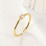 Cubic Zirconia Solitaire Womens Polished Shiny Adjustable Cuff Ring Clear Gold R284 product image 1