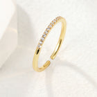 Cubic Zirconia Womens Polished Shiny Curved Band Intersecting Design Adjustable Open Cuff Ring Clear Gold R285 product image