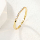 Cubic Zirconia Womens Polished Shiny Curved Band Intersecting Design Adjustable Open Cuff Ring Clear Gold R285 product image