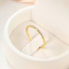 Cubic Zirconia Womens Polished Shiny Curved Band Intersecting Design Adjustable Open Cuff Ring Clear Gold R285 product image
