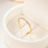 Cubic Zirconia Womens Polished Shiny Curved Band Intersecting Design Adjustable Open Cuff Ring Clear Gold R285 product image
