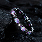 Silver Rose Gold Black Promise Engagement Wedding Opal CZ Zirconia Band Ring R70