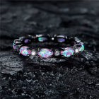 Silver Rose Gold Black Promise Engagement Wedding Opal CZ Zirconia Band Ring R70