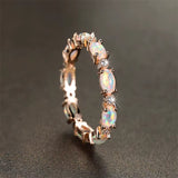Silver Rose Gold Black Promise Engagement Wedding Opal CZ Zirconia Band Ring R70