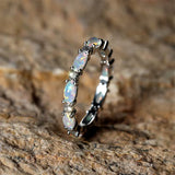 Silver Rose Gold Black Promise Engagement Wedding Opal CZ Zirconia Band Ring R70