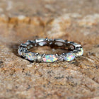 Silver Rose Gold Black Promise Engagement Wedding Opal CZ Zirconia Band Ring R70