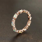 Silver Rose Gold Black Promise Engagement Wedding Opal CZ Zirconia Band Ring R70