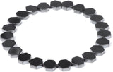 Hematite Hexagon Beaded Mens Shiny Adjustable Stretch Bracelet Black Gray Silver 7.48 in T136 product image 2