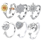 Spinner Fidget Anxiety Open Women Band Adjustable Size Flower Bee Heart Ring R71