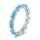 Silver Rose Gold Black Promise Engagement Wedding Opal CZ Zirconia Band Ring R70