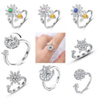 Spinner Fidget Anxiety Open Women Band Adjustable Size Flower Bee Heart Ring R71