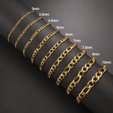 Stainless Steel Figaro Chain Lobster Bracelet 7"-10" Men Women 3-12mm N71
