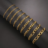 Stainless Steel Figaro Chain Lobster Bracelet 7"-10" Men Women 3-12mm N71