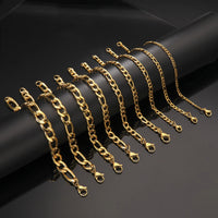 Stainless Steel Figaro Chain Lobster Bracelet 7"-10" Men Women 3-12mm N71