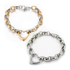 Stainless Link Steel Bracelet Stainless Steel Pendant Heart Gold Silver 8.6 A65