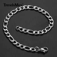Stainless Steel Figaro Chain Lobster Bracelet 7"-10" Men Women 3-12mm N70