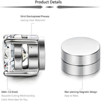 3 Pair Men Women Stainless Steel Magnetic Stud Earrings Non-Piercing Clip on E41