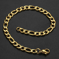 Stainless Steel Figaro Chain Lobster Bracelet 7"-10" Men Women 3-12mm N71