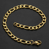 Stainless Steel Figaro Chain Lobster Bracelet 7"-10" Men Women 3-12mm N71