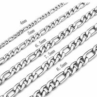 Stainless Steel Figaro Chain Lobster Bracelet 7"-10" Men Women 3-12mm N70