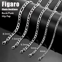 Stainless Steel Figaro Chain Lobster Bracelet 7"-10" Men Women 3-12mm N70