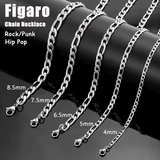 Stainless Steel Figaro Chain Lobster Bracelet 7"-10" Men Women 3-12mm N70