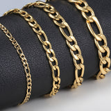 Stainless Steel Figaro Chain Lobster Bracelet 7"-10" Men Women 3-12mm N71