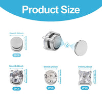 3 Pair Men Women Stainless Steel Magnetic Stud Earrings Non-Piercing Clip on E41