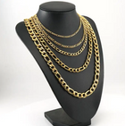 Stainless Steel Figaro Gold Chain Necklace 16"-36" Men Women 4.5/6.5/7mm N71