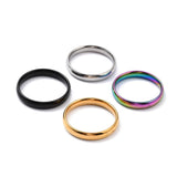Stainless Steel Plain Band Rings Gold Size 5-12 Silver Gold Purple 4mm Z734