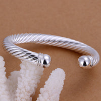 Unisex Men Womens Sterling Silver Plated Cuff Bangle Bracelet L85