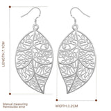 Sterling Silver Plated Chandelier Leaves Hoop Pierced Earrings L151