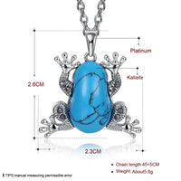 Platinum Plated Necklace Pendant Drop Frog Kallaite Blue 20" 1MM Lobster B195