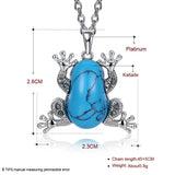 Platinum Plated Necklace Pendant Drop Frog Kallaite Blue 20" 1MM Lobster B195