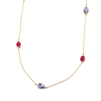 Yellow Gold Plated Necklace Chain AAA Zirconia Purple Red Lobster Clasp B383