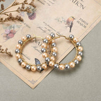 Stainless Steel Hoop Earrings Hypoallergenic Earrings Shell Pearl Ring Gold Z304