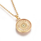 Stainless Steel Pendant Necklace Cubic Zirconia Pendants Eye Gold 17" Z445